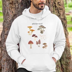 Gift ideas for mushroom pickers Hoodie with mushrooms, forest outfit for forest walks with passion for mushroom picking, gifts for mushroom lovers