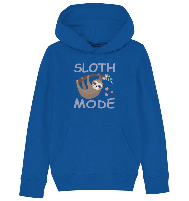 Kids Hoodie Sloth Let me Pour You a Big Glass Of get Over It Organic Size 110 to 164 customizable