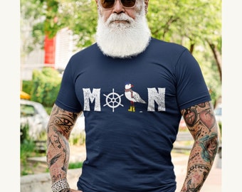 Moin with seagull and steering wheel North Sea Baltic Sea Maritime Style Premium Shirt up to 5XL, Moin T-Shirt for Baltic Sea or North Sea vacation