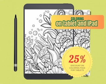 Underwater World Coloring Page, Abstract Art (Digital Download)