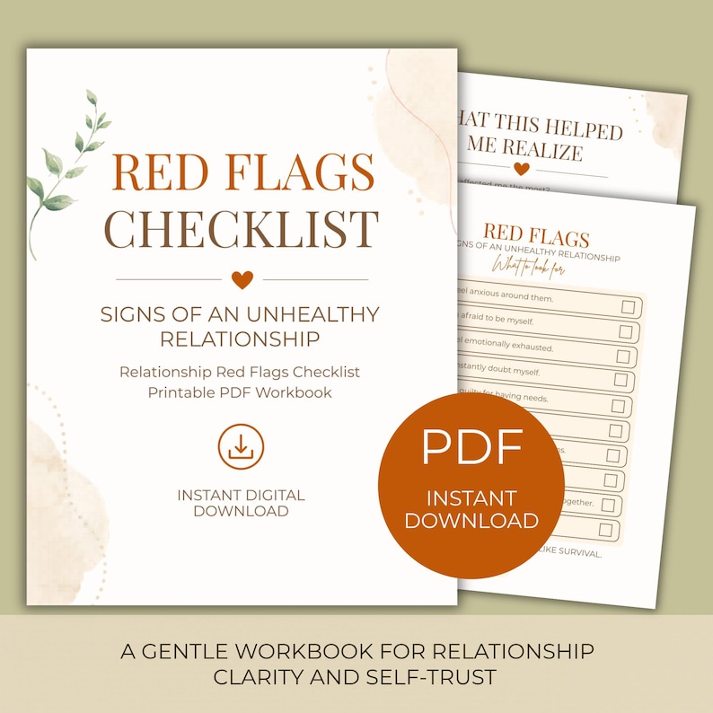Relationship Checklist.pdf Red Flags Checklist Printable PDF | Toxic Relationship Workbook | Self ...
