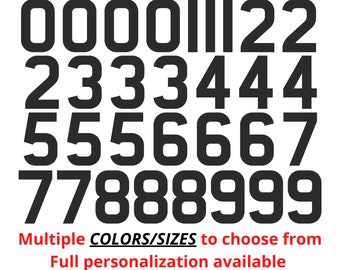 sticky  black vinyl Numbers stickers Decals bin door office home weather proof Bk & Wt 10mm to 100mm multicolored