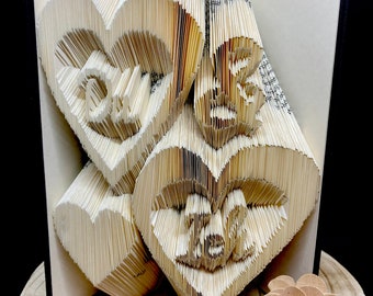 Folded Book / Book Art / Folding Book / Gift / Birthday / Christmas / Personalized Gift / Crafts / Book / Art / You & Me