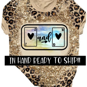 Faux bleached Sublimation 100% polyester cotton feel sublimation blank tshirt ready to ship leopard print faux glitter youth size to plus 5X