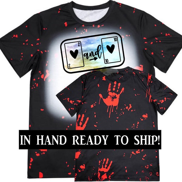 Halloween bloody handprint black Sublimation 100% polyester cotton feel sublimation blank  tshirt ready to ship Halloween, murder fall