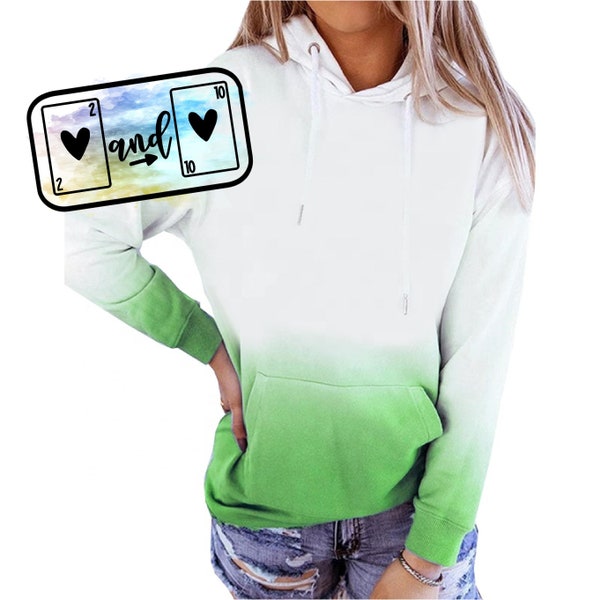 Green Ombre Sublimation Hoodie: 100% Polyester Lightweight Sweatshirt