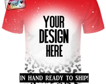 Red Ombre Leopard Sublimation T-Shirt, 100% Polyester (Plus Sizes)