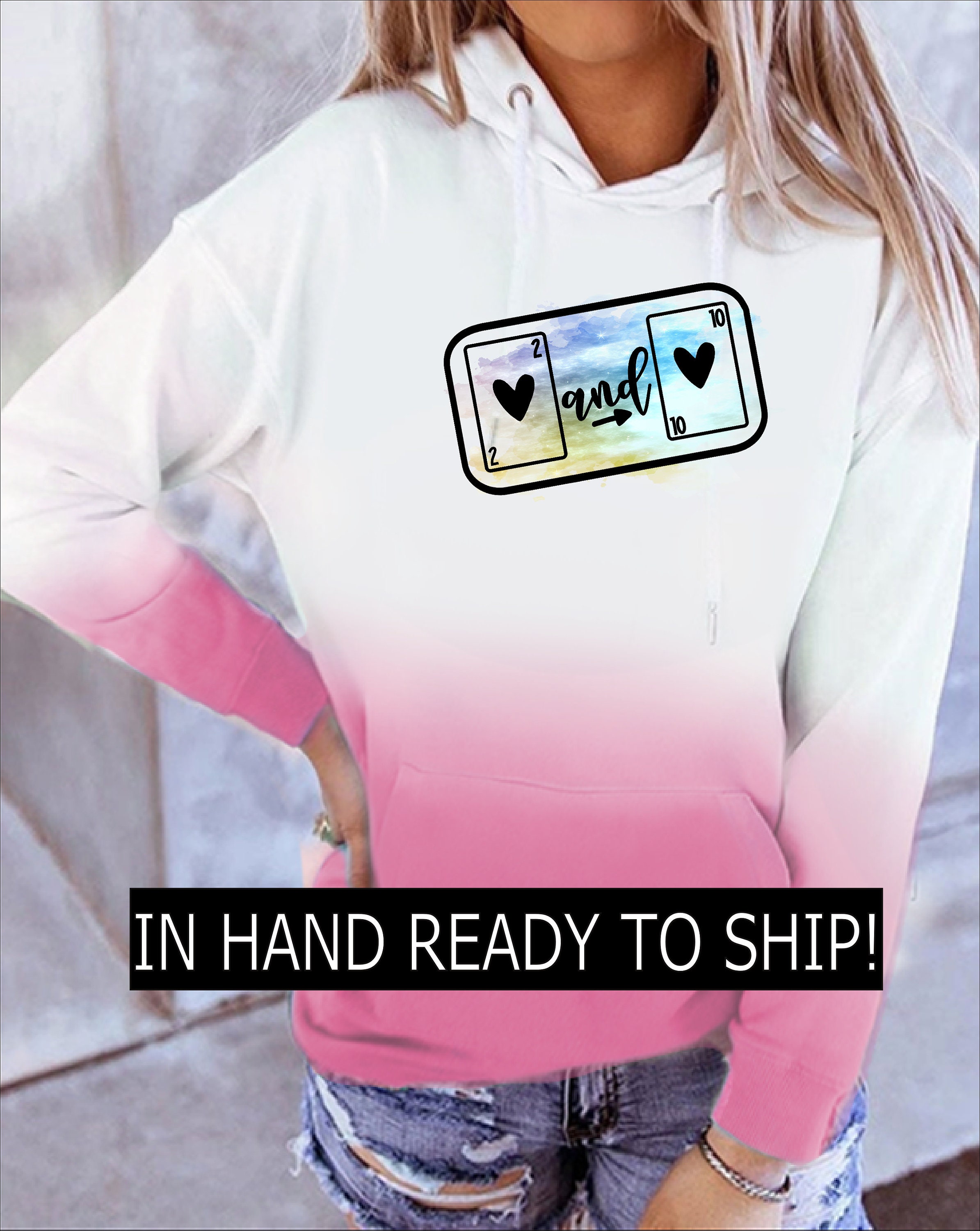 Pink Sublimation 100% polyester sweatshirt cotton feel sublimation rose pink ombre hoodie ready to ship send faux bleach RTS team color NEW