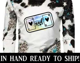 Polyester Sublimation Long Sleeve T-Shirt: Cow Print, Leopard Accent
