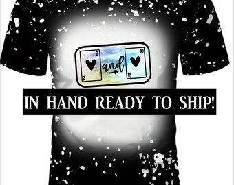 Sublimation 100% polyester cotton feel sublimation blank tshirt ready to ship bleached black shirt best seller faux bleach 2T-5X, youth size