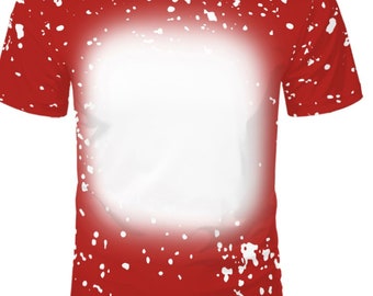 Red Faux Bleach Sublimation T-shirt: 100% Polyester Cotton Feel