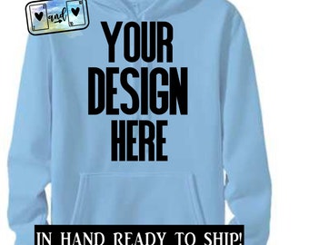 Light Blue Polyester Fleece Hoodie, Sublimation Sweatshirt
