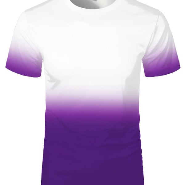 Purple Ombre Sublimation T-shirt, Cotton Feel Polyester, Plus Sizes