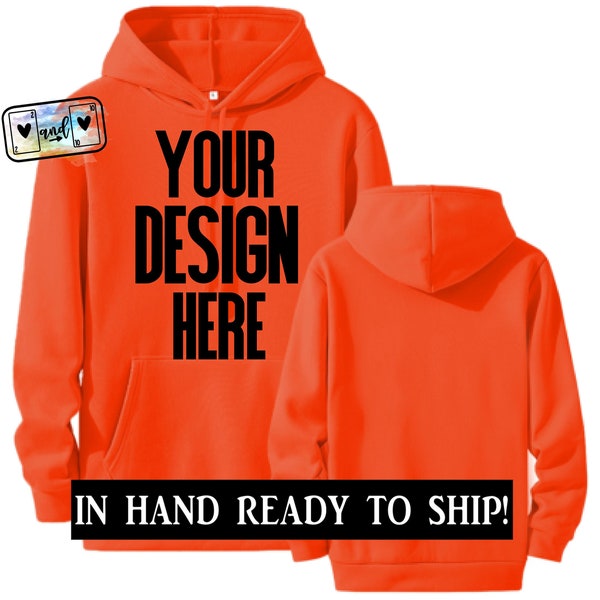 Sublimation 100% polyester orange sublimation sweatshirt soft cotton feel fleece-lined sublimation hoodie ready to ship Halloween orange