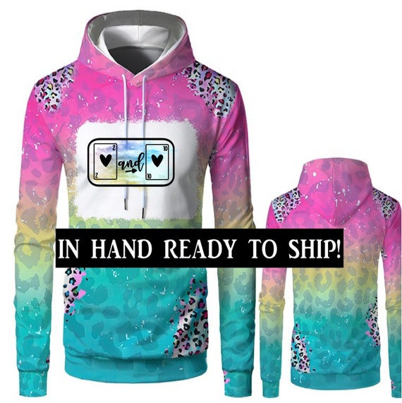 Sublimation 100% Polyester Sweatshirt Fun Pink Leopard Sublimation Hoodie  Ready to Ship Send RTS Hard-to-find Sublimation Sweatshirt Hoodie 