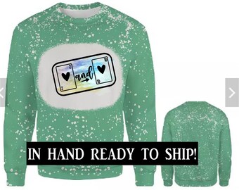 Faux Bleach Sublimation Sweatshirt: Green Polyester Crewneck