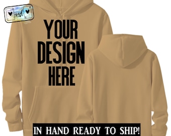 Tan Polyester Fleece Hoodie, Soft Cotton Feel, Sublimation Ready