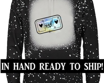 Faux Bleach Sublimation Hoodie: 100% Polyester Lightweight Sweatshirt black DTF