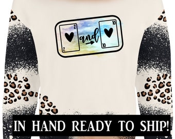 Leopard Cowhide Print Sweatshirt, Faux Bleach Sublimation