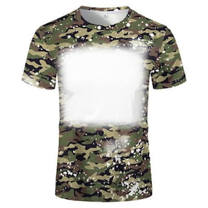Faux bleached camo Sublimation 100% polyester cotton feel sublimation blank tshirt ready to ship camouflage hunting youth size to plus 5X