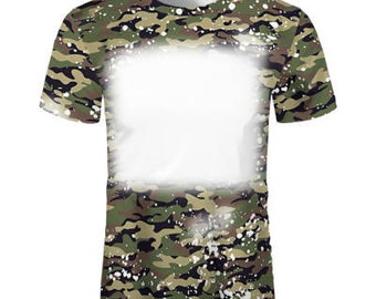Bleached Camo Sublimation T-Shirt: 100% Polyester, Cotton Feel