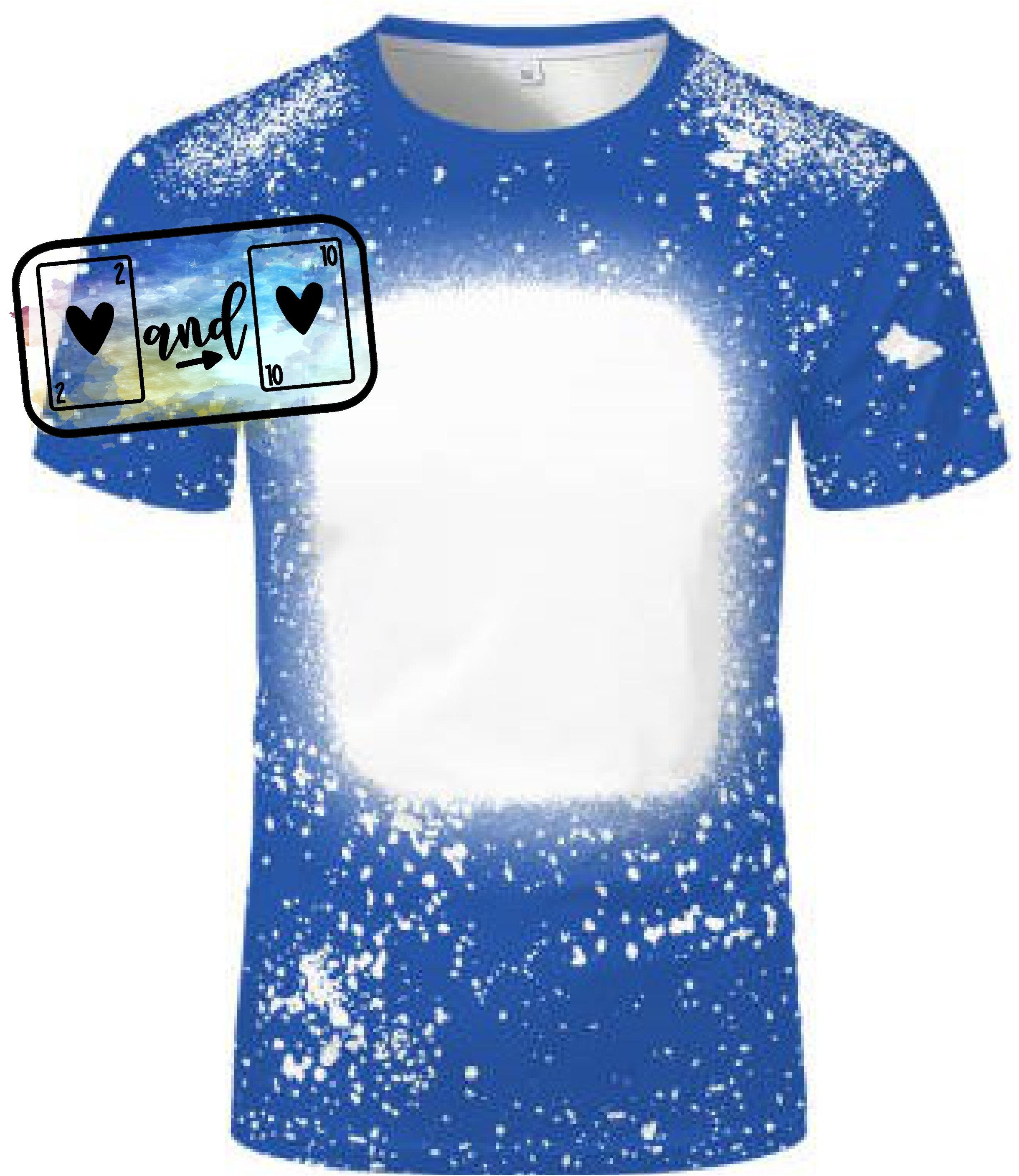 Sublimation 100% polyester blue cotton feel sublimation blank tshirt ready to ship send royal blue faux bleach tshirt best seller NEW STYLE
