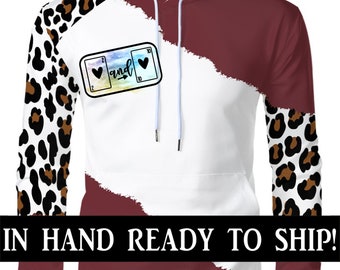 Maroon Leopard Sublimation Hoodie - 100% Polyester