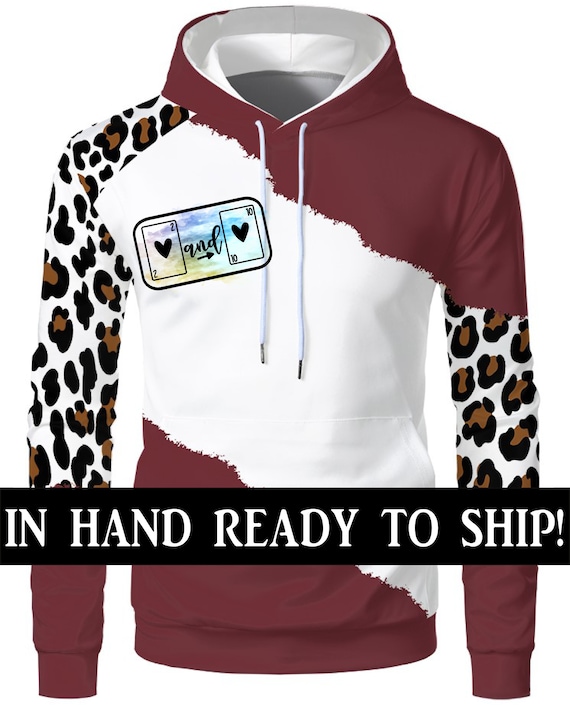 Sublimation 100% Polyester Sweatshirt Maroon Leopard Sublimation Hoodie Ready to Ship Send RTS Team Sublimation Fall New Maroon Sublimation