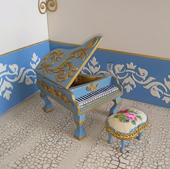 Miniature piano Dollhouse piano Miniature salon furniture Etsy