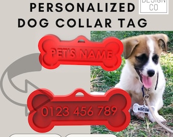Personalized Dog Tag | 3D Printable STL File | Custom Pet Name & Phone Number