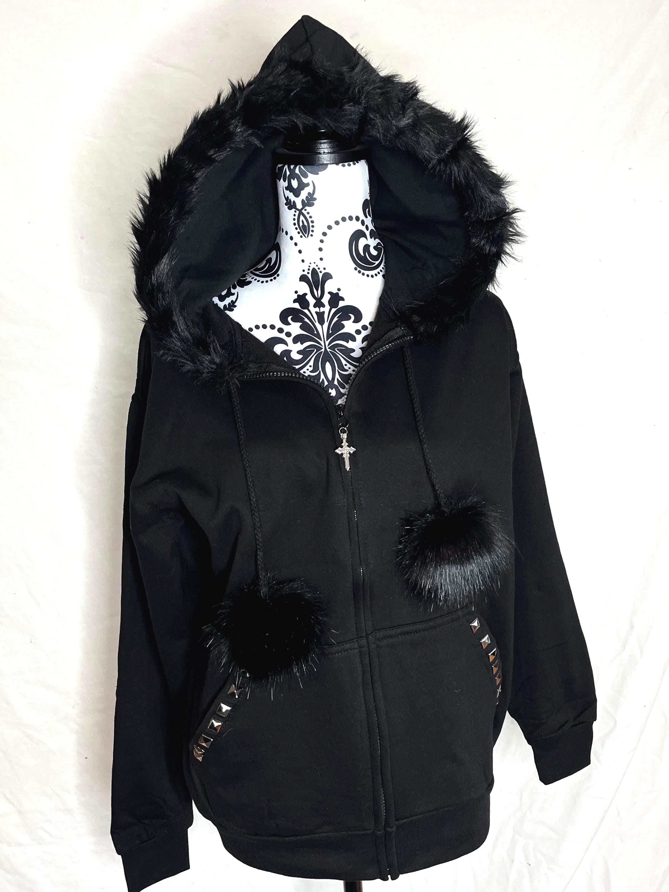 Y2k jacket with fur hoodie - Etsy 日本