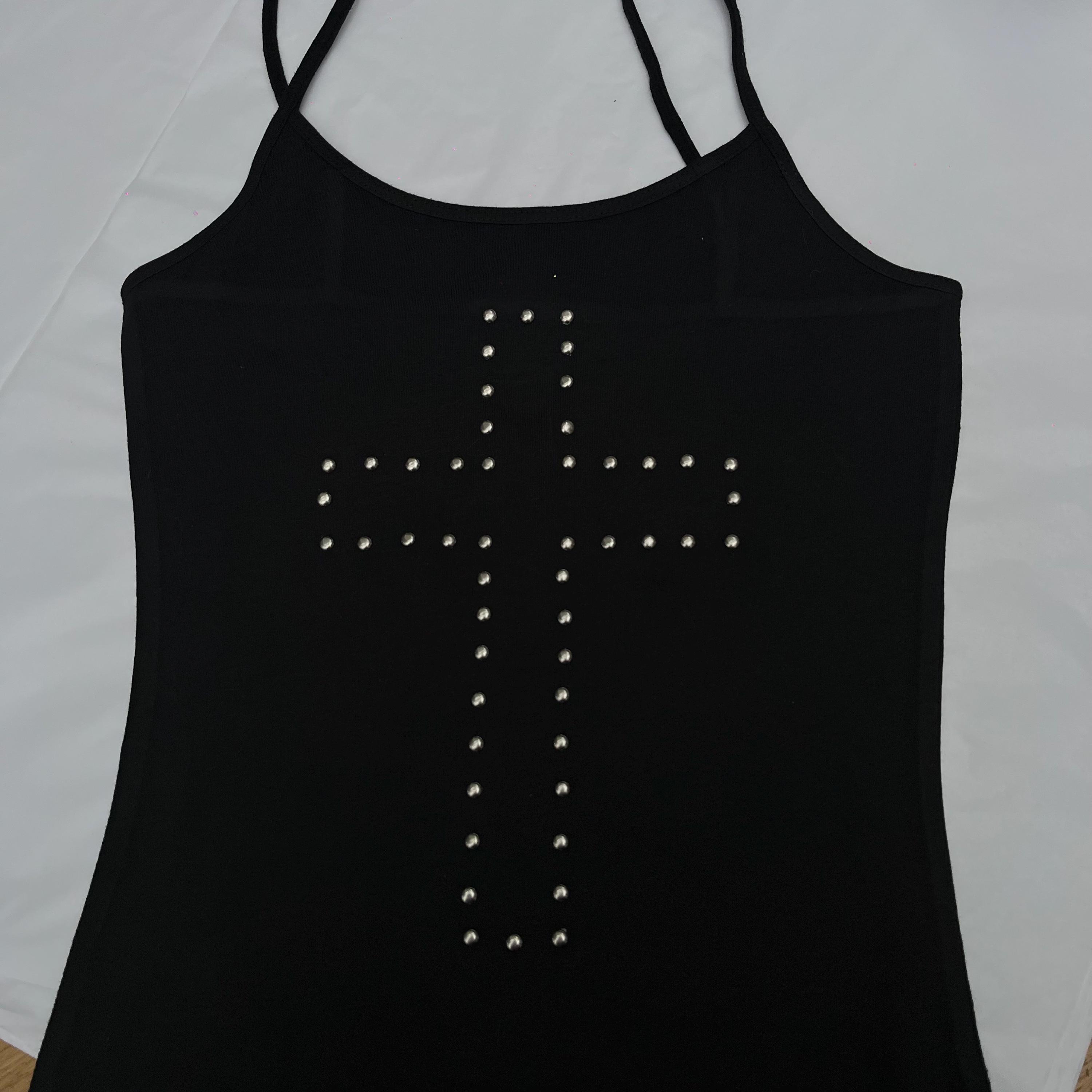 Black Studded Cross Cami Tank Top - Etsy