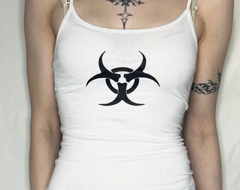 White Biohazard Warning Symbol Cami Tank Top