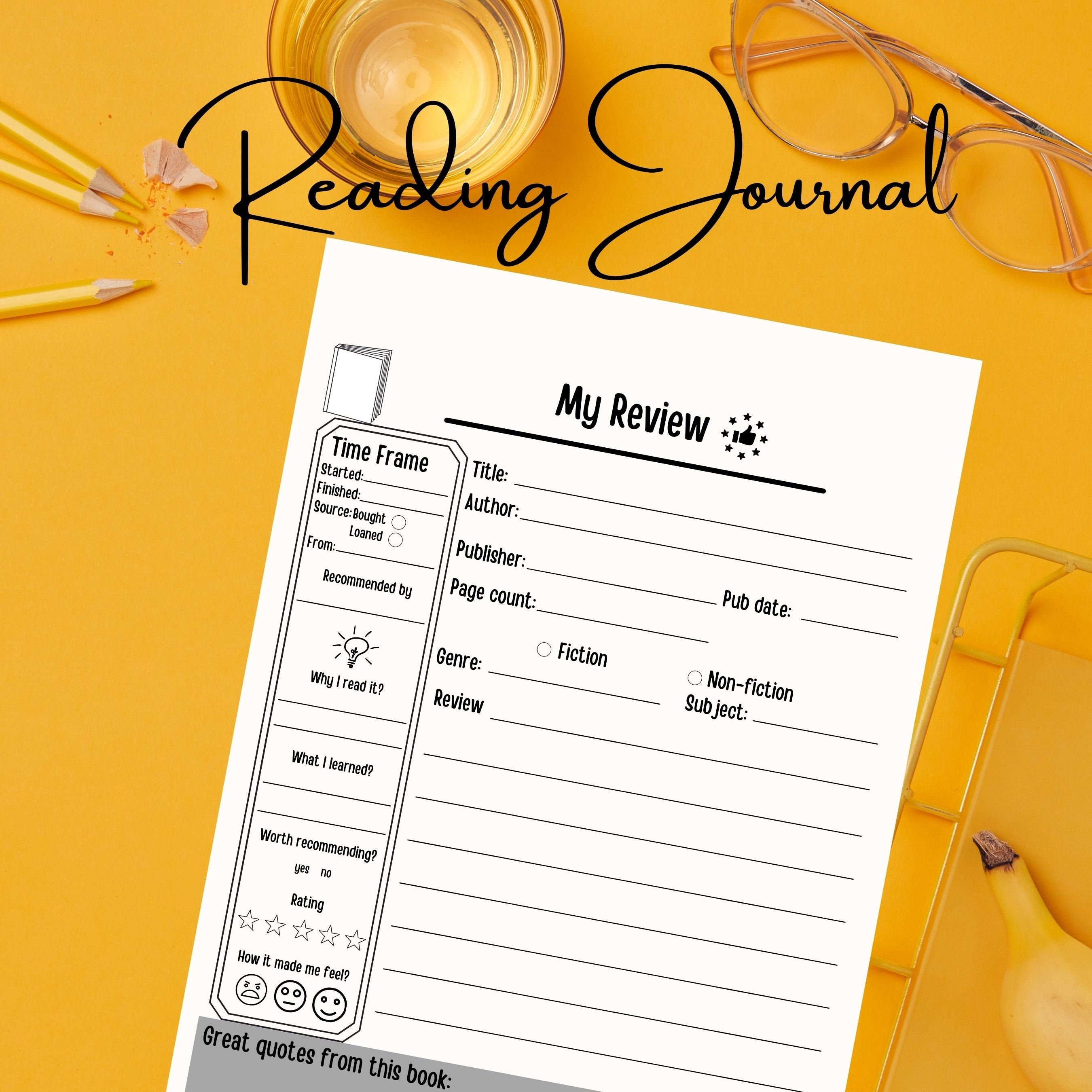 printable-book-review-journal-book-tracker-reading-diary-etsy
