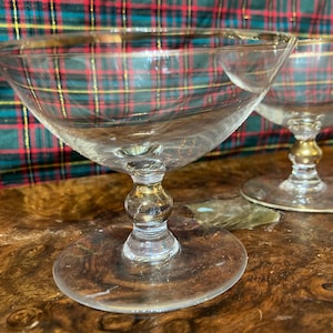Vintage Gold Rimmed Champagne Coupe Cups Set of 2, Pressed Glass Barware, Retro Cocktail Glasses, Wedding Gift