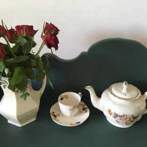 Arthur Wood Teapot Tea Pot 5917 Staffordshire England Floral Design W/ Crazing