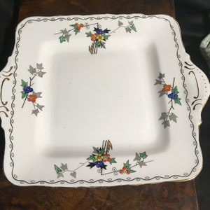 Vintage Teeparty Servierplatte Delphine Englisch Bone China Kuchen Platte, Art Deco 30er Jahre,