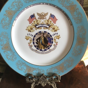 Vintage 1976 George Washington Aynsley Bone China Bicentennial Plate - Rare Floral Commemorative&quot;