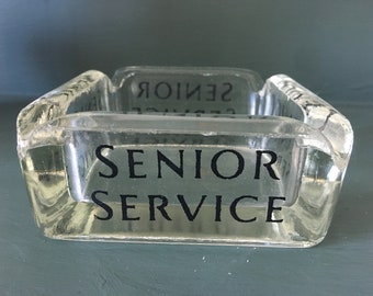 Senior Service Vintage Deep Square Glass Ashtray Rare vintage