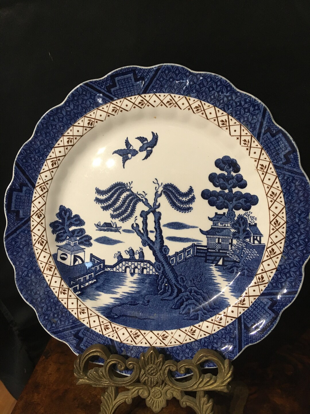 Booths Real Old Willow A8025 Wavy Scalloped Edge Dinner Plate Etsy