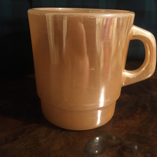 Anchor Hocking Peach Luster Kaffeetasse, hergestellt in den USA, Vintage Fire-King Tasse, Retro Küchengeschirr