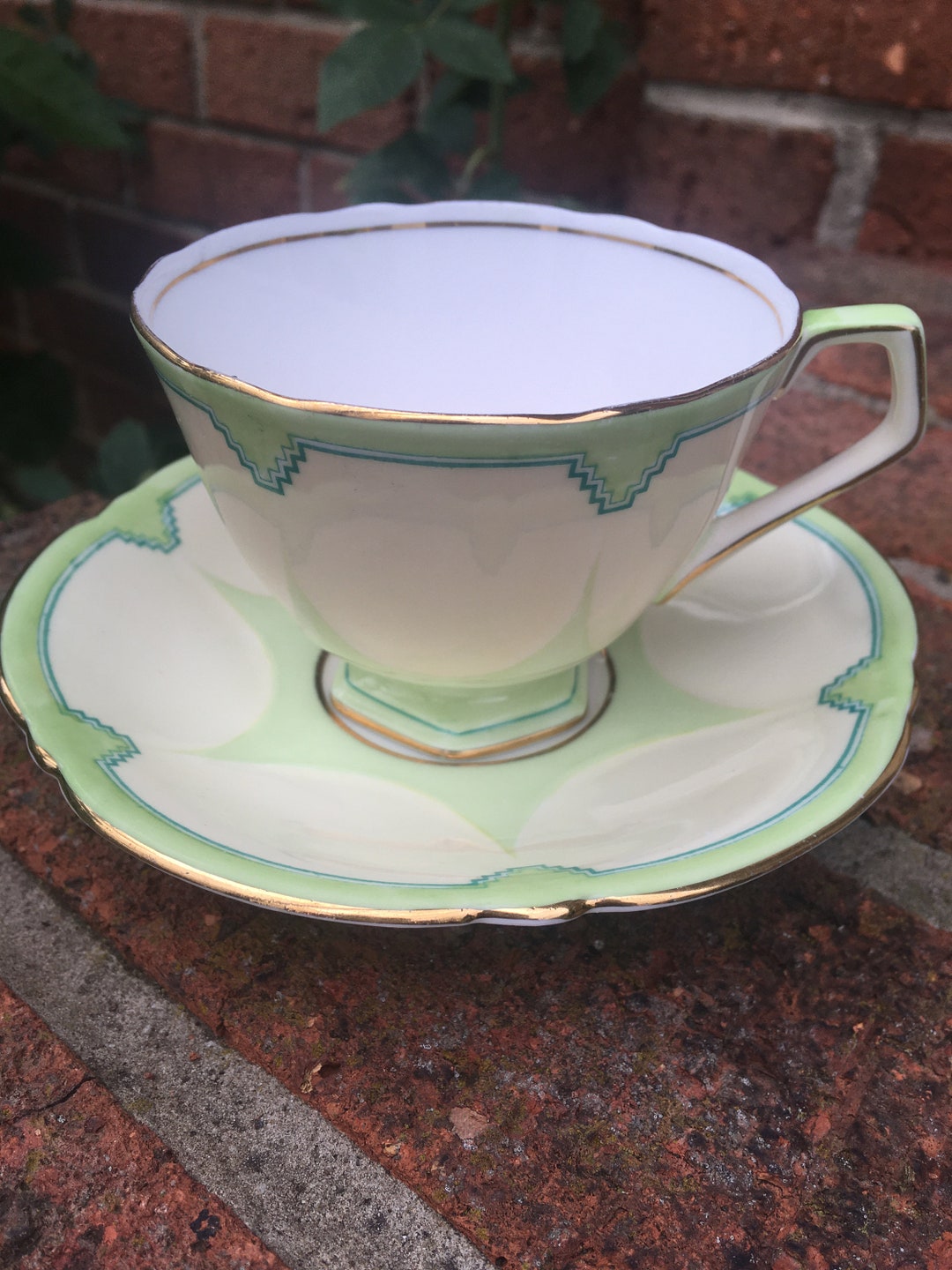 Aynsley Vintage Art Deco Cup and Saucer Etsy