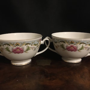 2 Sheltonian China Soup Bowl English Bone China, Flowers, Gold Rim