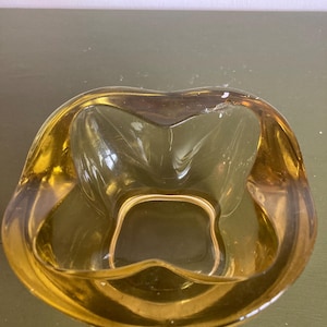 1960s Heavy Ashtray or Bowl, Czech Vintage Yellow Glass Bowl, Rudolf Jurnikl for Sklo Union, Czechoslovakia Glassware