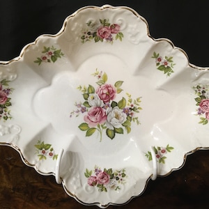 James Kent , Old Foley ,Harmony Rose Scalloped Porcelain plate sweet dish jewellery plate