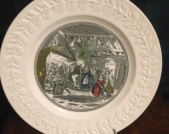 Charles Dickens Dinner Plate, Laurel Rim Plate, Christmas Eve at Mr Wardles, Adams Ware, Collectible Plate