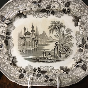 Istanbul BOSPHORUS BRAND Serving Platter 1800s Rare Ottoman Period Brown