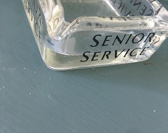 Seniorenservice Vintage diepe vierkante glazen asbak Zeldzame vintage