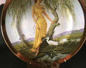 A Seasonal Collectors Plate "Summer" by Charlotte Sternberg, Fenton China Company, Vintage Decor, Wall Hanging