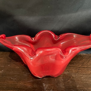 Vintage Murano Glasvase, Retro Midcentury Art Decor, 1970er Jahre Akzent, mundgeblasenes Glas, Sammlerstück